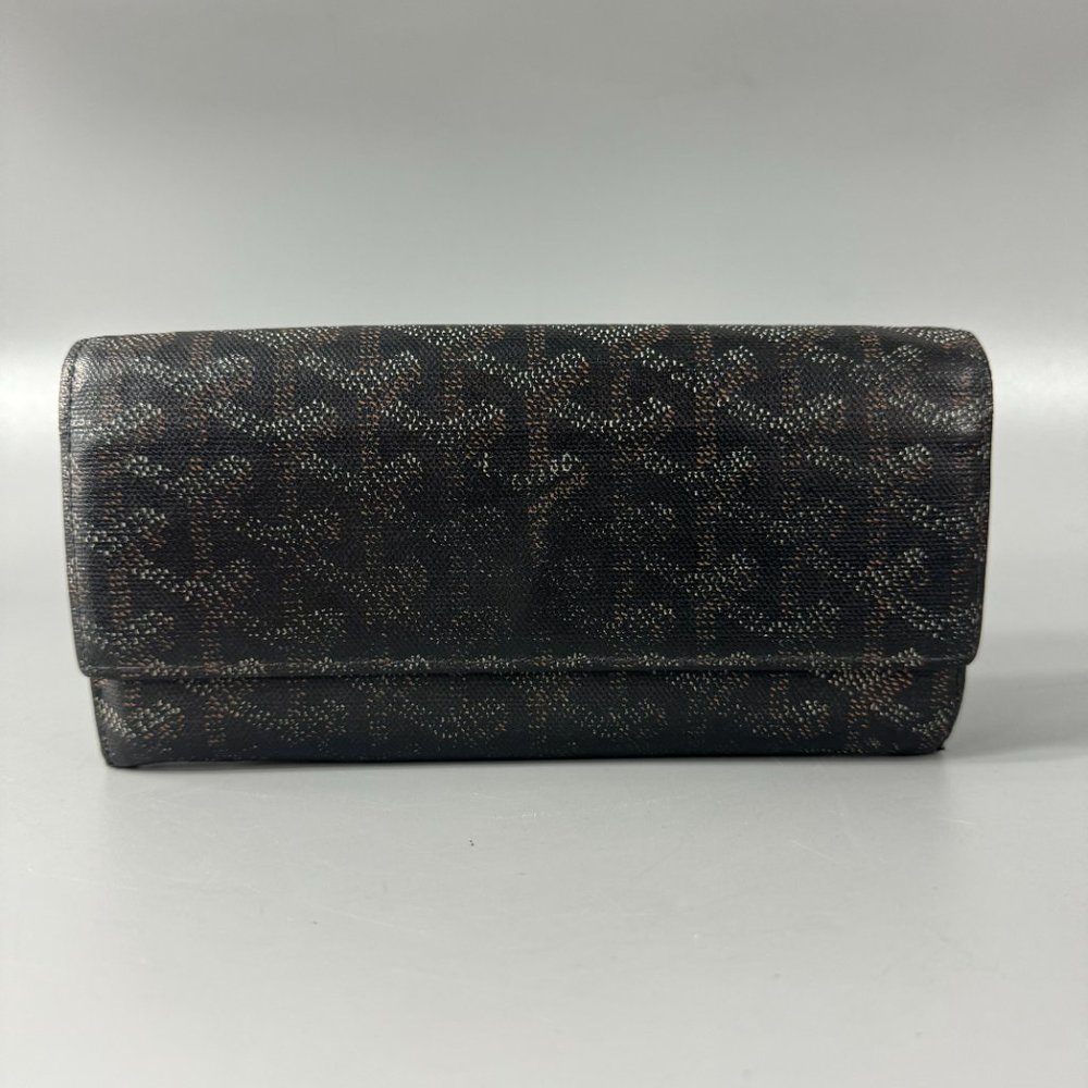 100% Authentic Goyard Classic Logo Long Wallet, Black